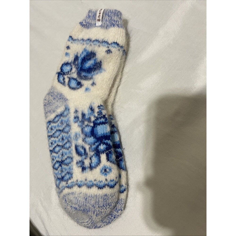 Siberia Wool Blend Nordic Slipper Socks Fair Isle Cozy One Size